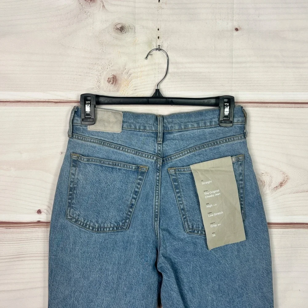 Everlane Jeans Women 26 Blue Original Cheeky Crop Denim Organic Cotton High Rise